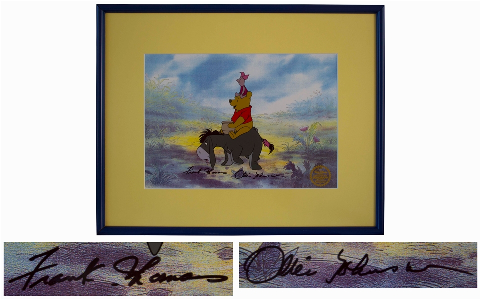 Disney Limited Edition Sericel of ''Winnie the Pooh, Piglet & Eeyore'' -- Signed by Legendary Disney Animators Frank Thomas and Ollie Johnston